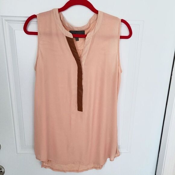 Sunday in Brooklyn Sleeveless tunic top with faux leather trim size M - Picture 1 of 16